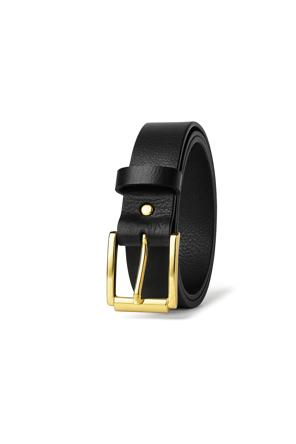 CLASSIC BLACK LEATHER BELT "CAMBRIDGE" gold buckle