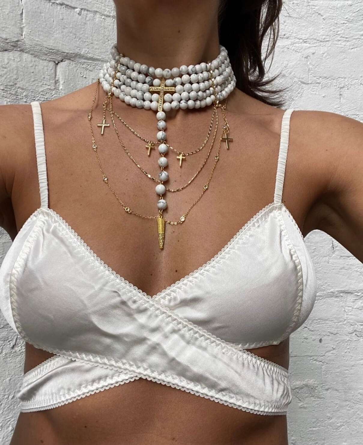 “INNOCENT” CHOKER WHITE MARBLE