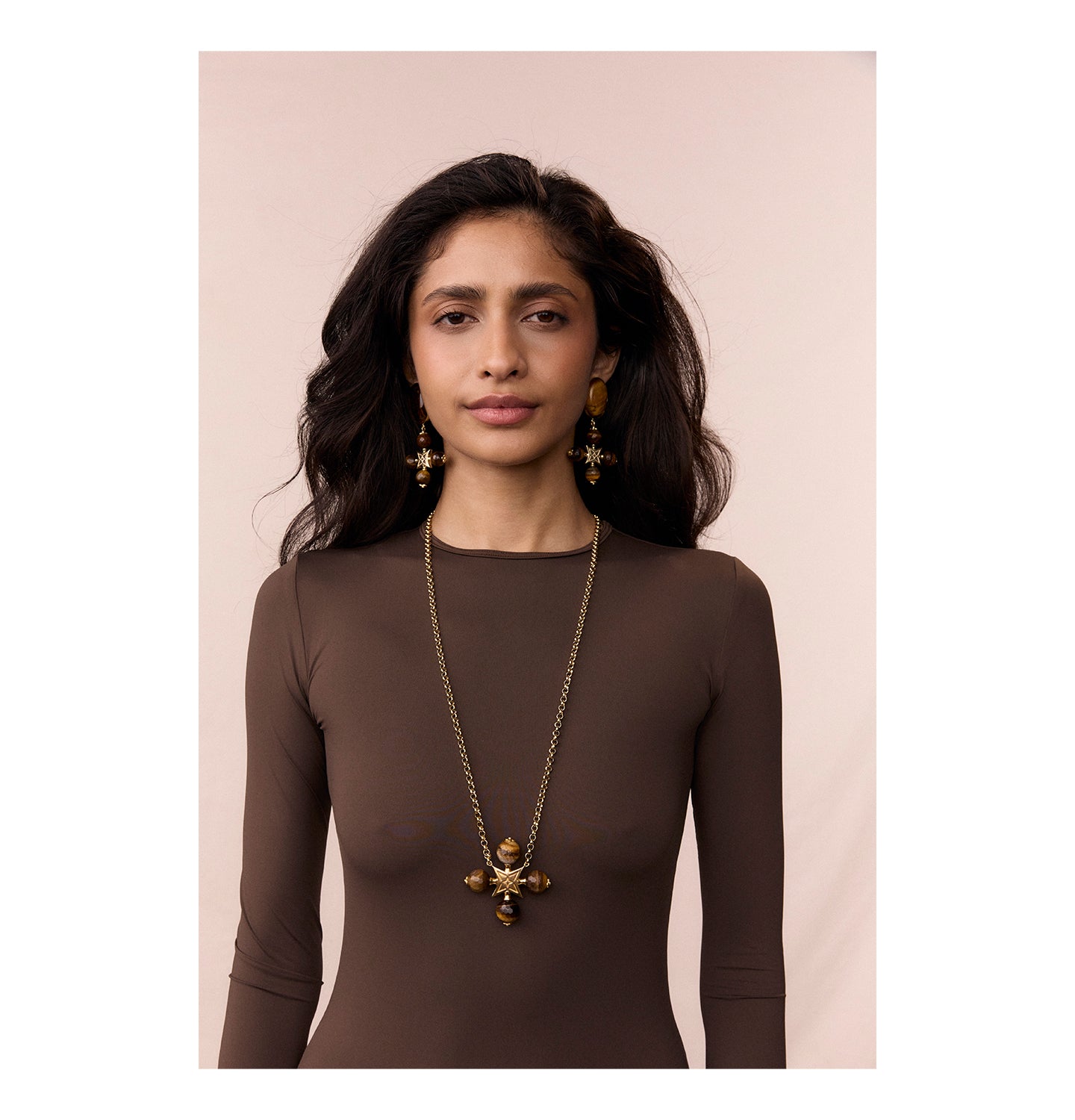 “LULLABY CROSS” TIGER EYE BROWN