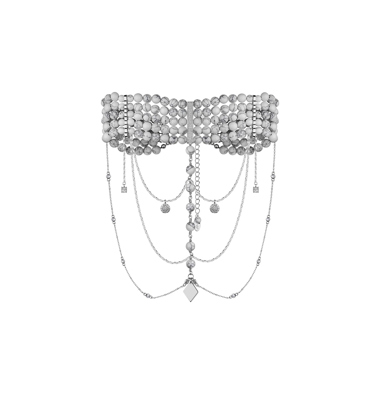 “INNOCENT” CHOKER WHITE MARBLE SILVER | ONLY 1 PC