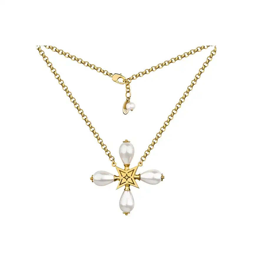 “LULLABY CROSS” PEARL CERAMIC WHITE