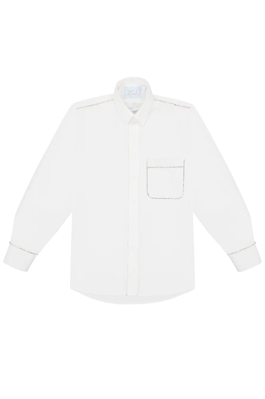 WHITE SHIRT WITH CRYSTAL ELEMENTS