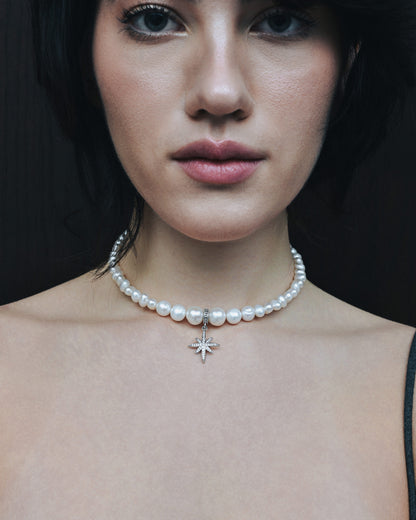 «MORNING STAR» PEARL CHOKER SILVER | ONLY 1 PC