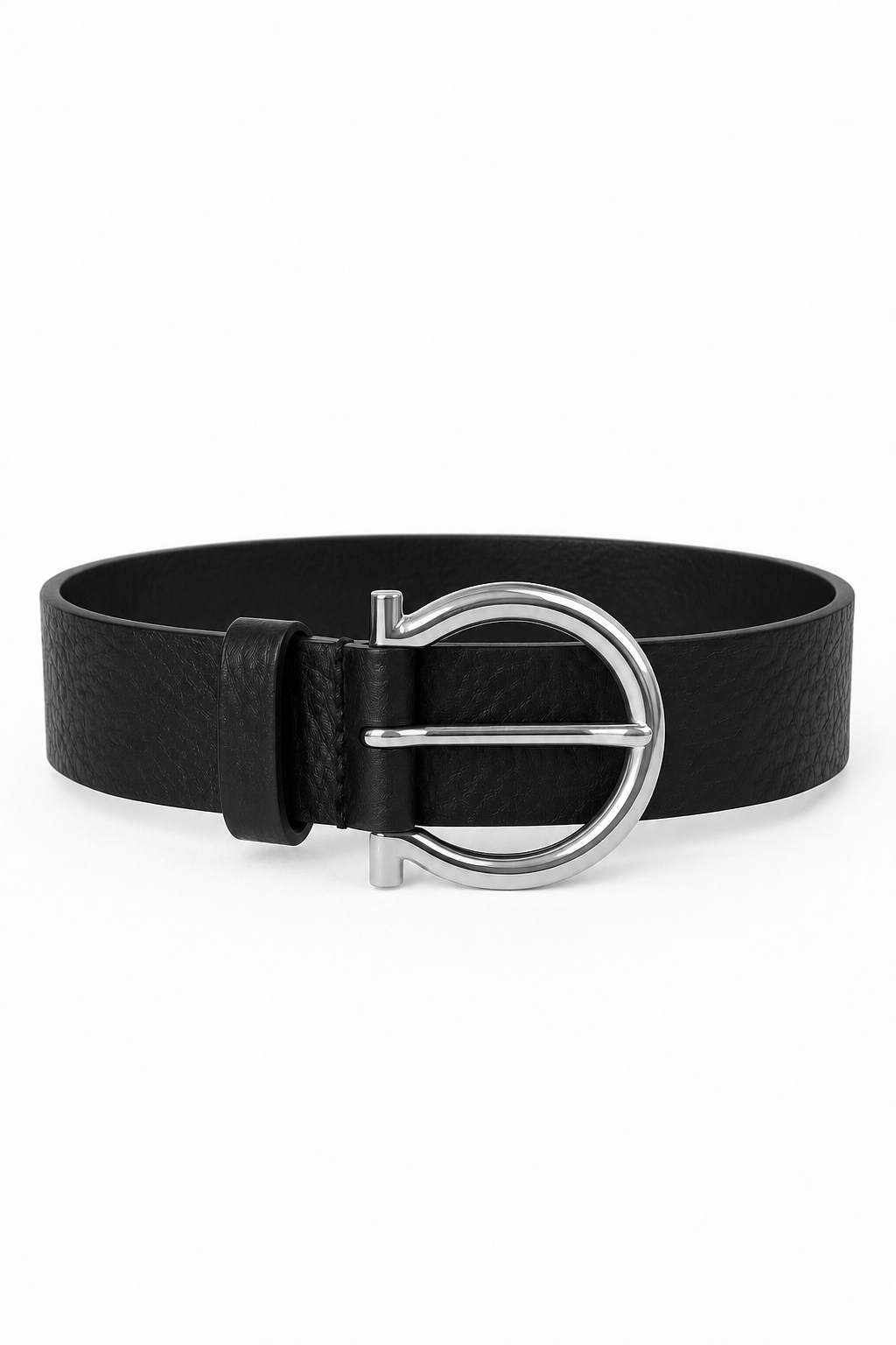 LEATHER BELT “LUCKY HORSESHOE” BLACK & SILVER | ONLY 1 PC