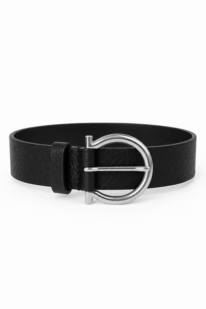 LEATHER BELT “LUCKY HORSESHOE” BLACK & SILVER | ONLY 1 PC