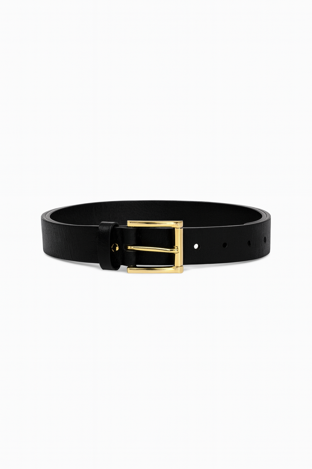 CLASSIC BLACK LEATHER BELT "CAMBRIDGE" gold buckle