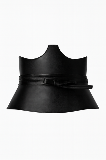 BLACK ELEGANT UNDERBUST CORSET BELT WITH TIES