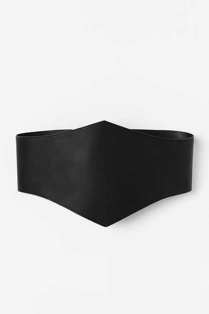 BLACK WIDE LEATHER CORSET BELT "SOLID DIAMOND"