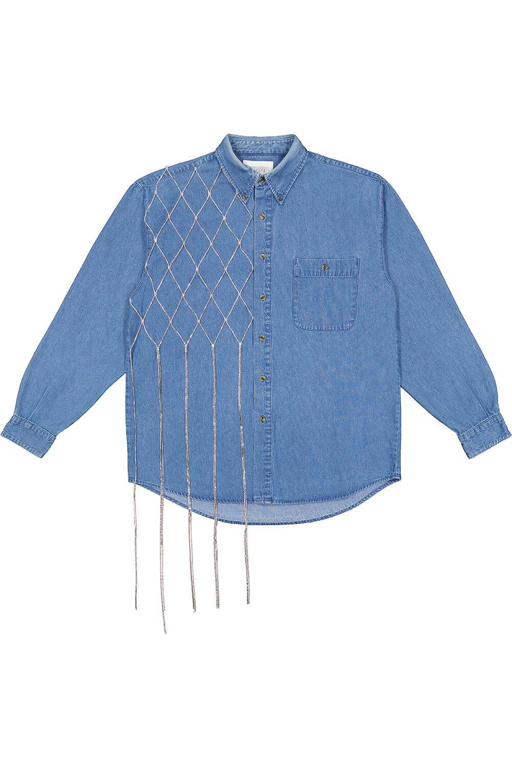 DENIM SHIRT WITH CRYSTAL ELEMENTS