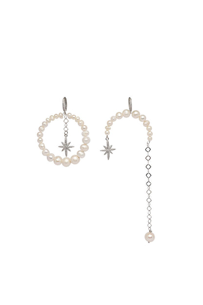 “MORNING STAR” ASYMMETRICAL PEARL EARRINGS