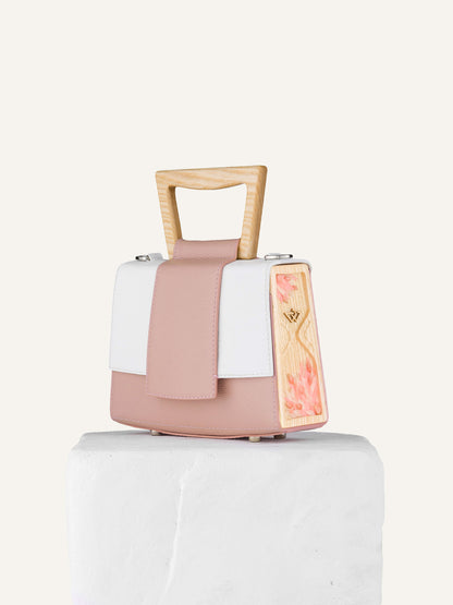 SANDY ROSE/WHITE SAFFIANO MINI