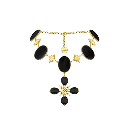 PREMIUM “DESERT ROSE” CHOKER ONYX STONE BLACK