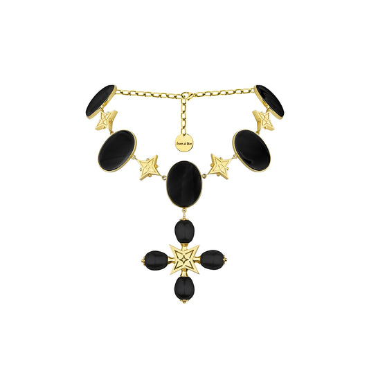 PREMIUM “DESERT ROSE” CHOKER ONYX STONE BLACK