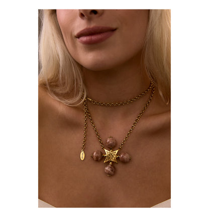 “LULLABY CROSS” SUNSTONE PEACH