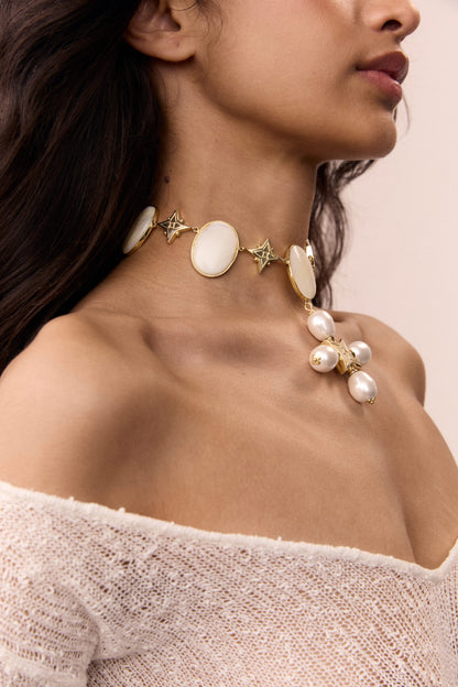 PREMIUM “DESERT ROSE” CHOKER PEARL CERAMIC WHITE