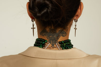 “INNOCENT” CHOKER GREEN AGATE SILVER | ONLY 1 PC
