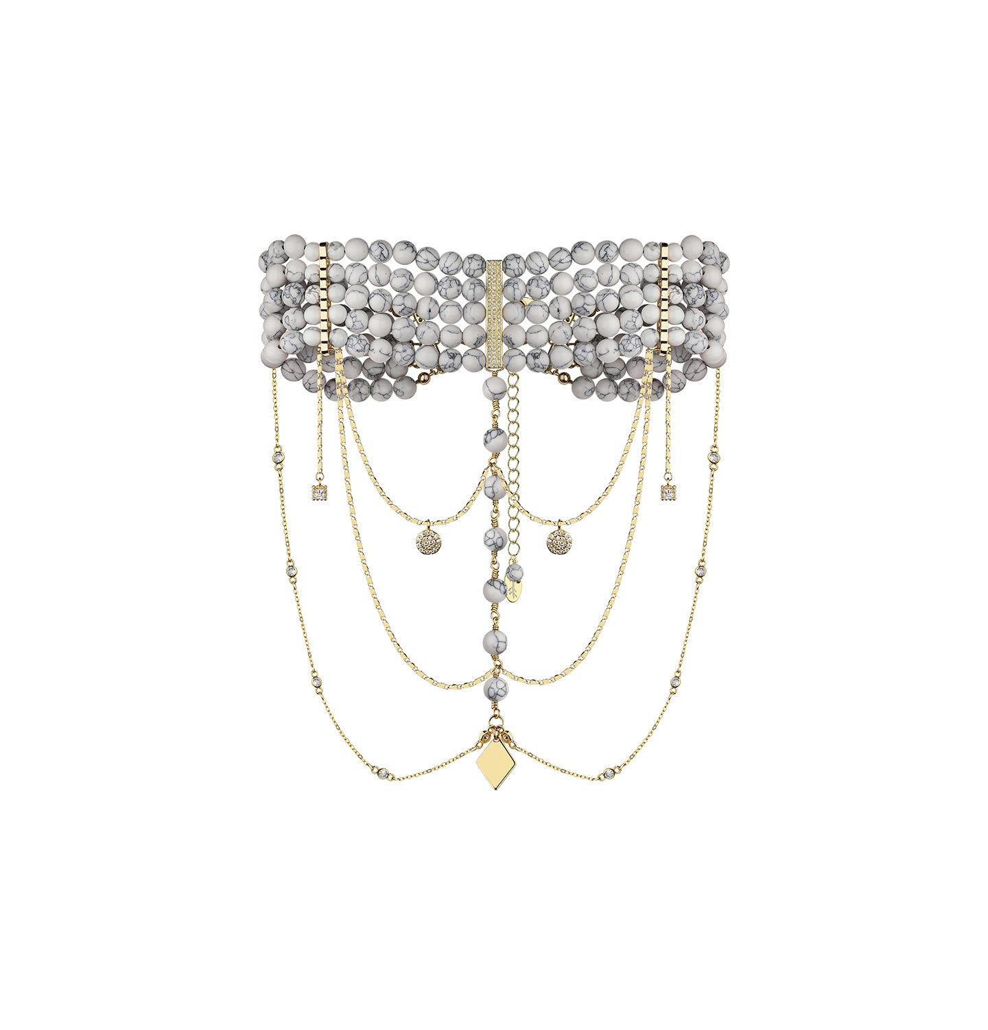 “INNOCENT” CHOKER WHITE MARBLE GOLD | ONLY 1 PC