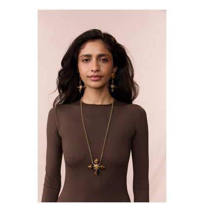 “LULLABY CROSS” TIGER EYE BROWN