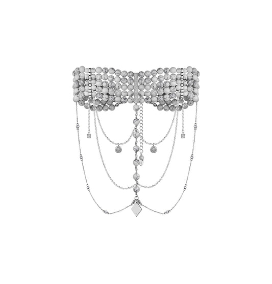 “INNOCENT” CHOKER WHITE MARBLE SILVER | ONLY 1 PC