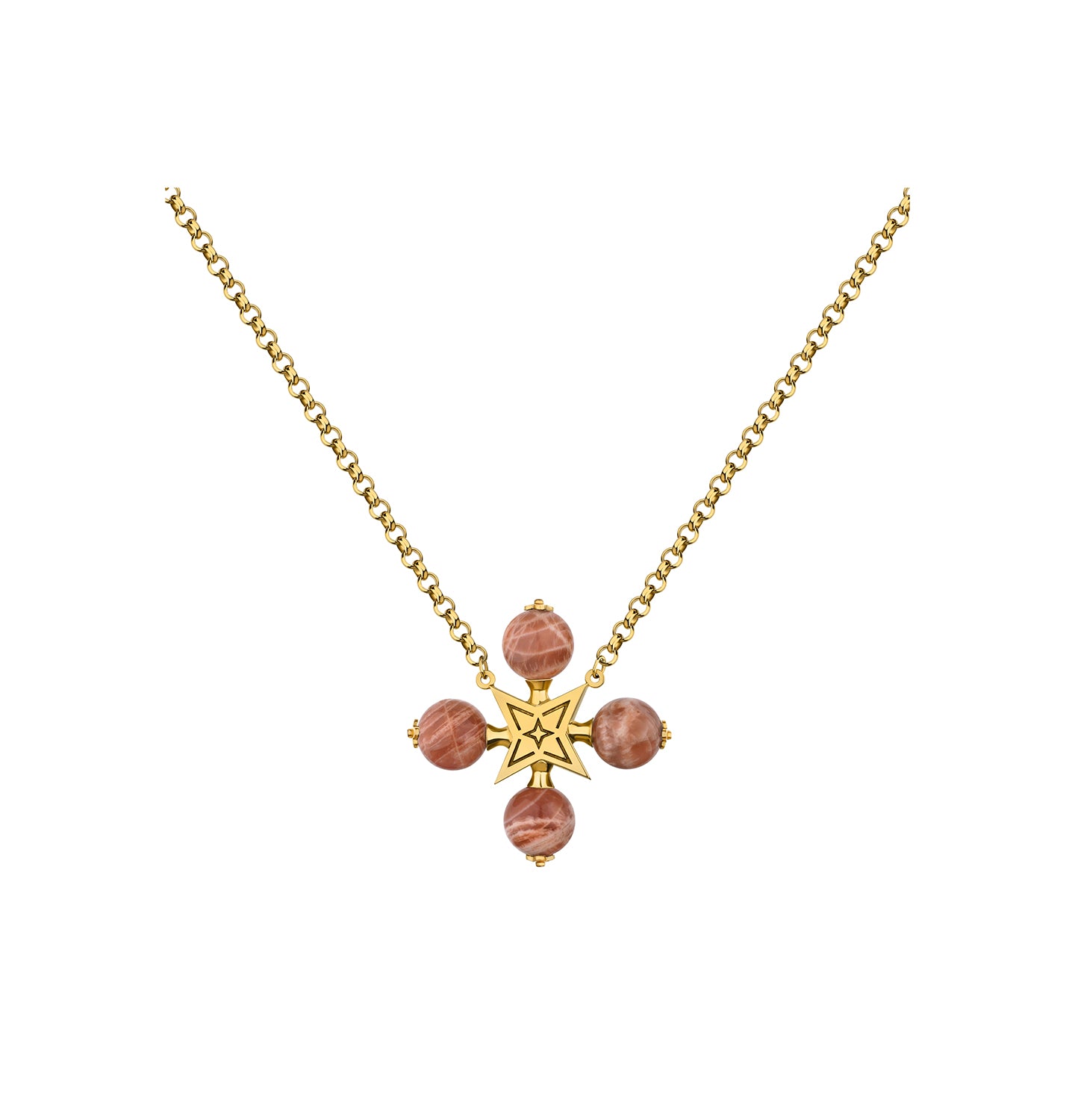 “LULLABY CROSS” SUNSTONE PEACH