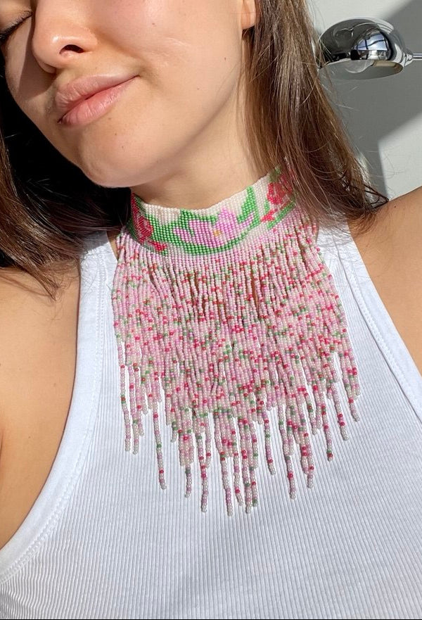 "PINK LOTUS" BEADED CHOKER | ONLY 2 PCS