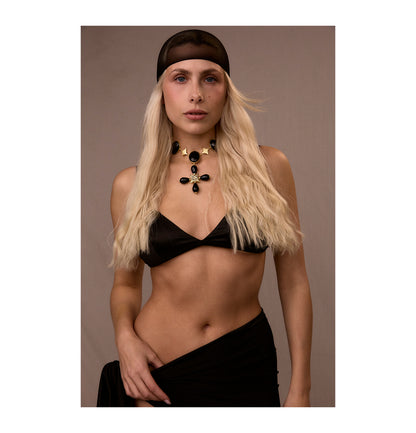 PREMIUM “DESERT ROSE” CHOKER ONYX STONE BLACK