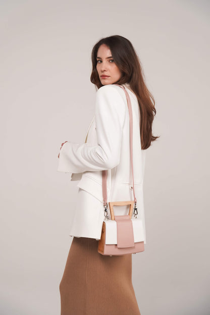 SANDY ROSE/WHITE SAFFIANO MINI