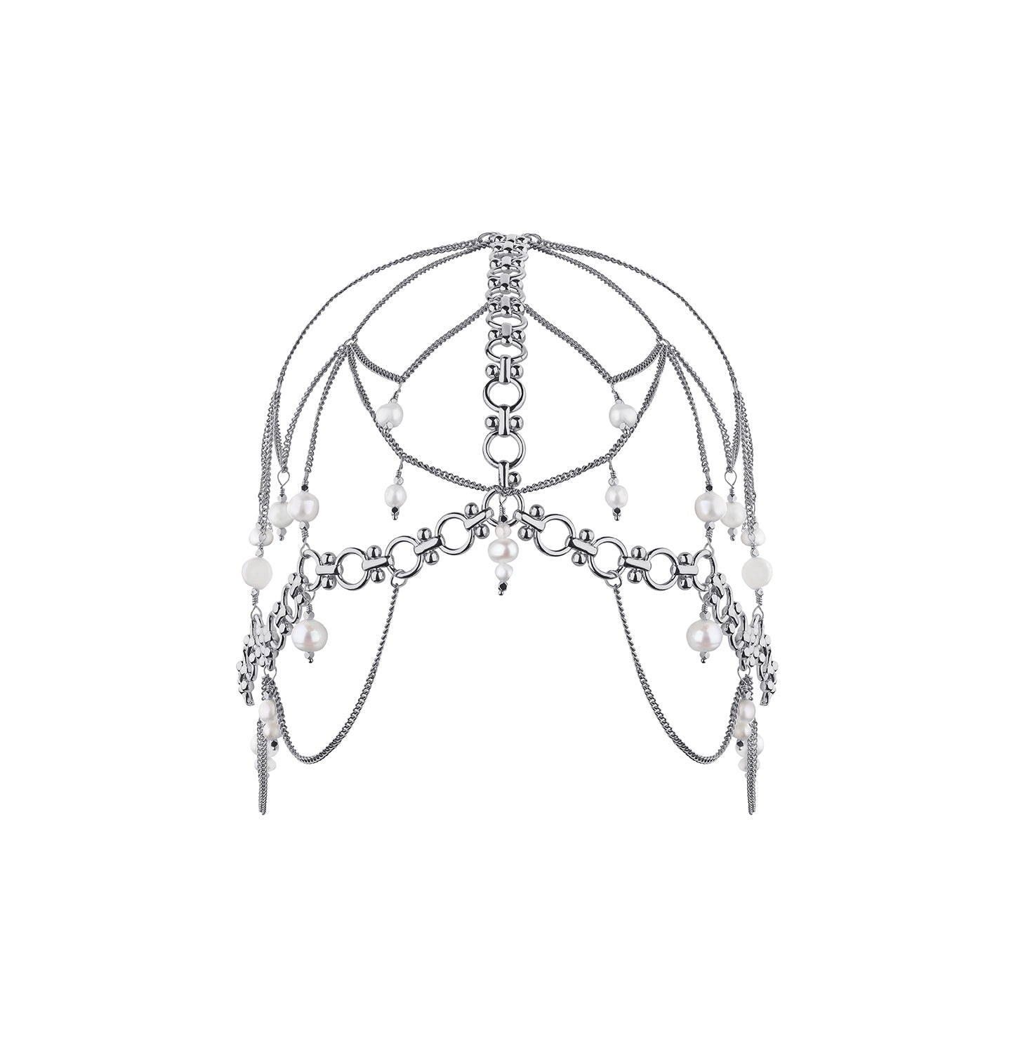 "KIRA" HAIR & HEAD ACCESSORY WITH PEARLS SILVER