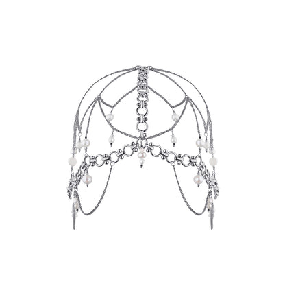 "KIRA" HAIR & HEAD ACCESSORY WITH PEARLS SILVER