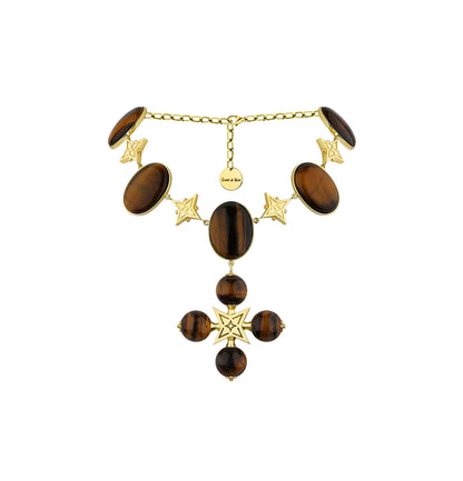 PREMIUM “DESERT ROSE” CHOKER TIGER EYE STONE BROWN