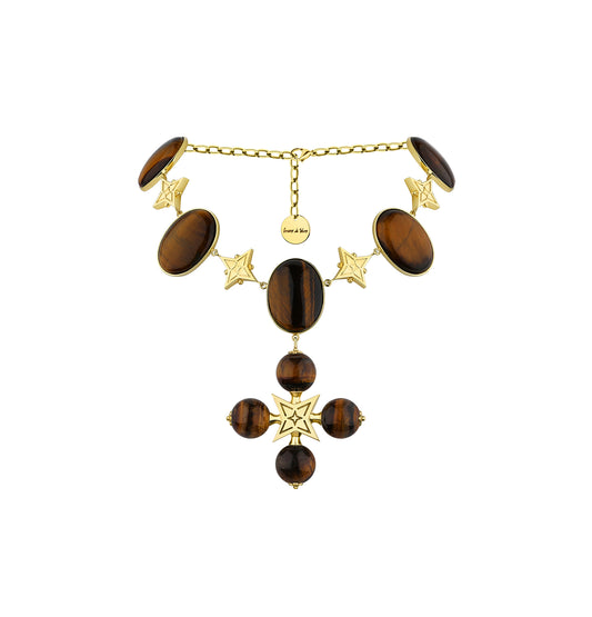 PREMIUM “DESERT ROSE” CHOKER TIGER EYE STONE BROWN